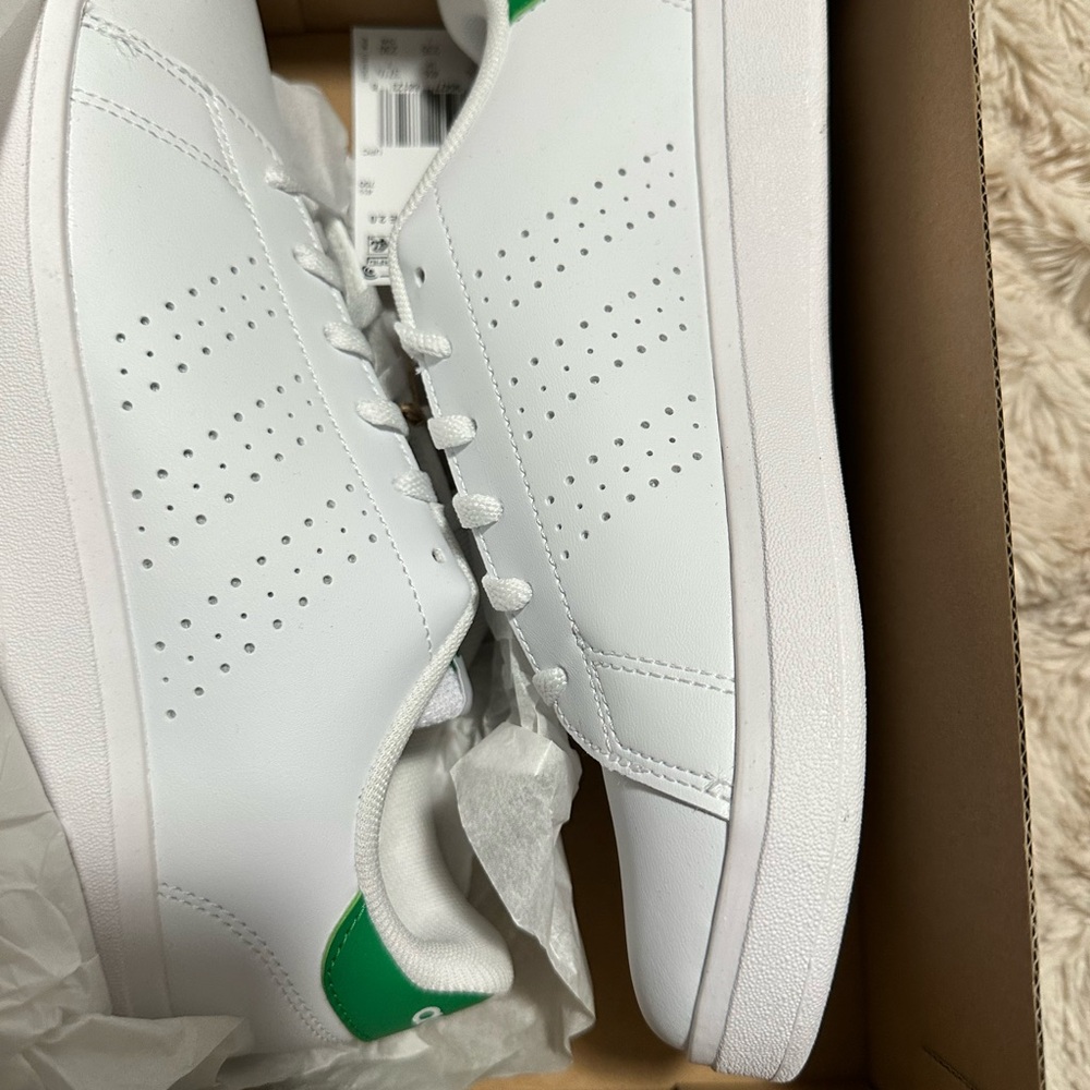 adidas Kids White and Green Sneakers